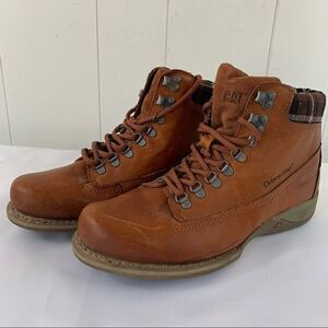 Womens Caterpillar CAT Brown Leather Lace Up Ankle Hiking Boot Size 6 Wide